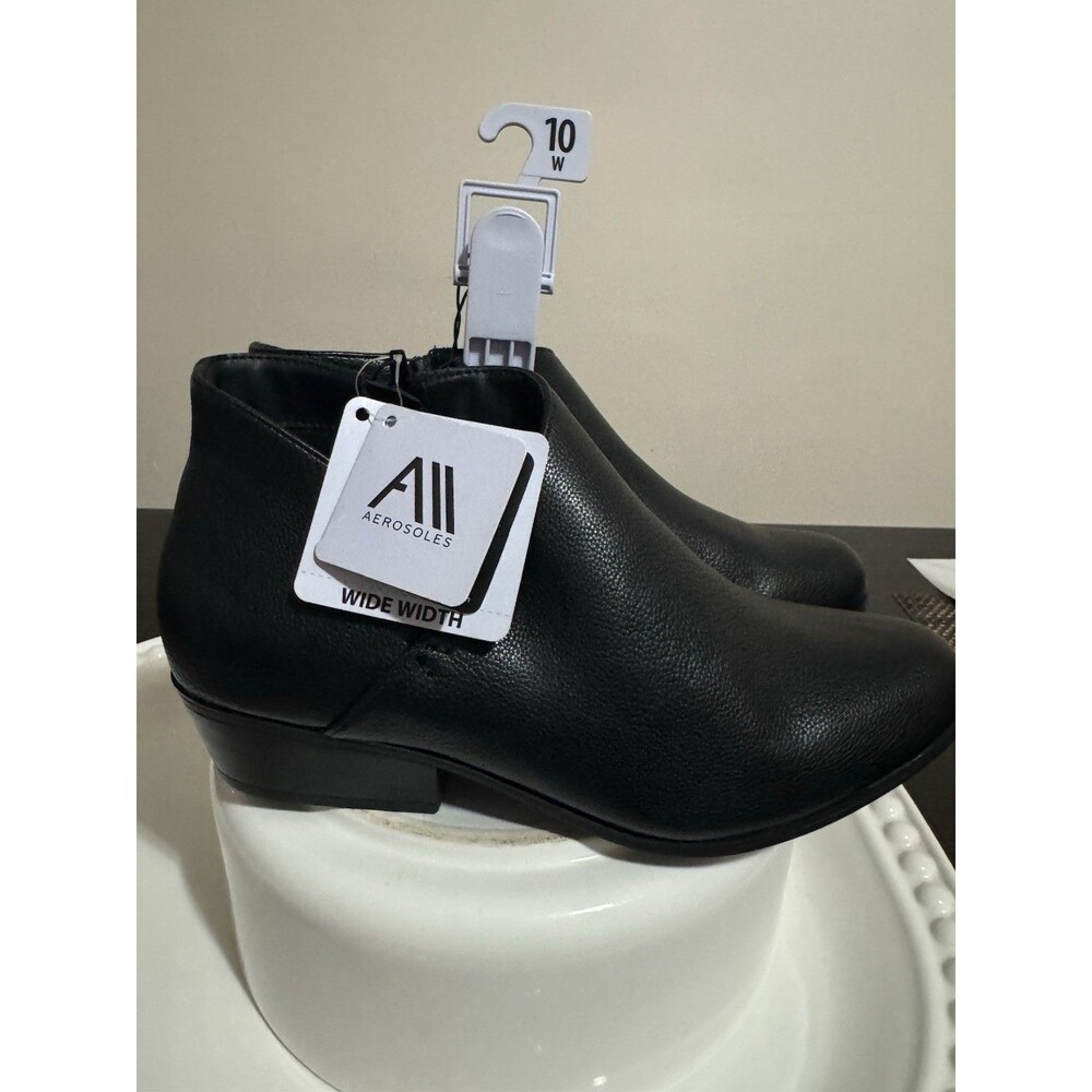 Aerosoles Ankle Boots Women's Size 10 Wide Width Black Booties Side Zip Shoes - Picture 4 of 5